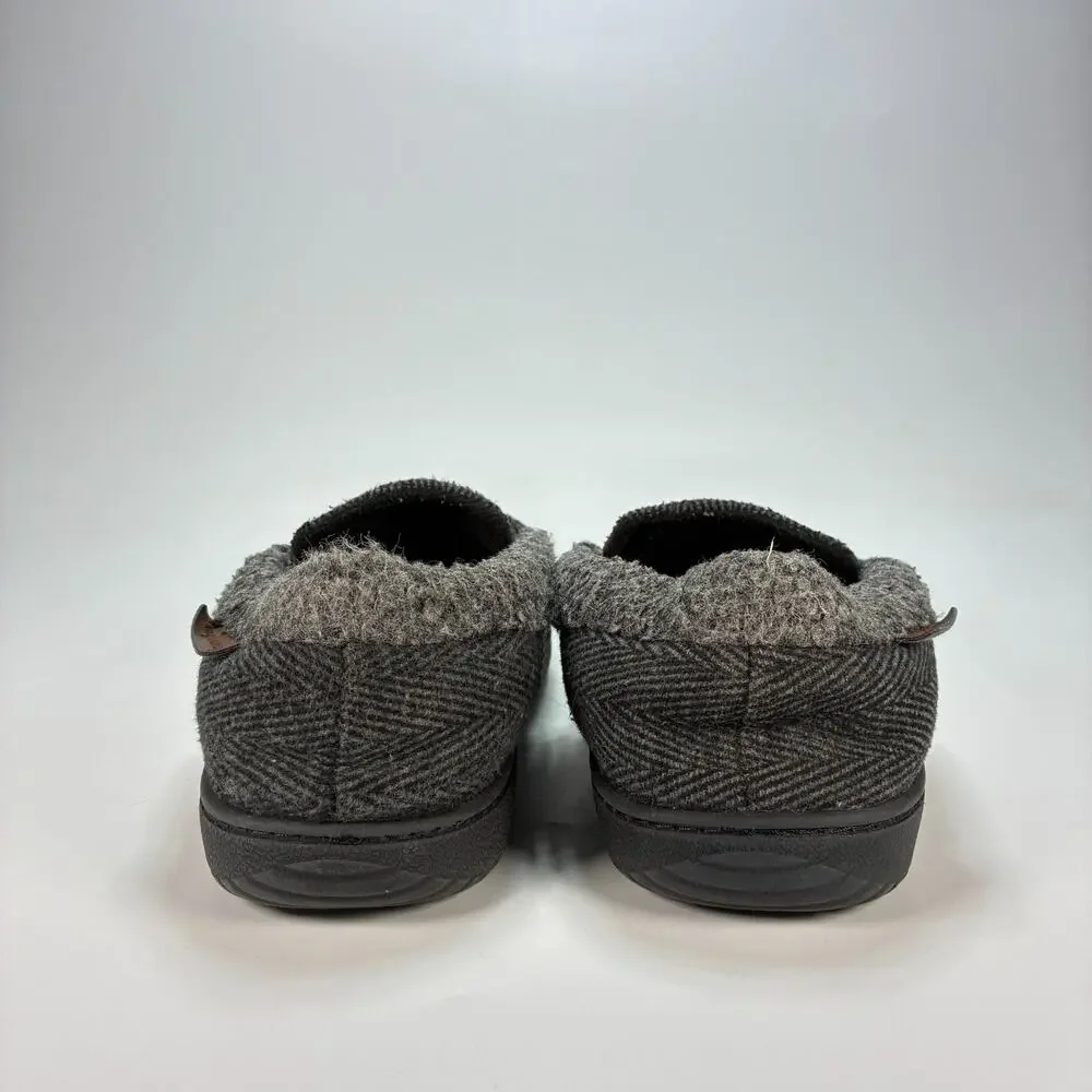 Dearfoams Brendan Gray Herringbone Indoor Outdoor Clog Slippers Men's Size 10